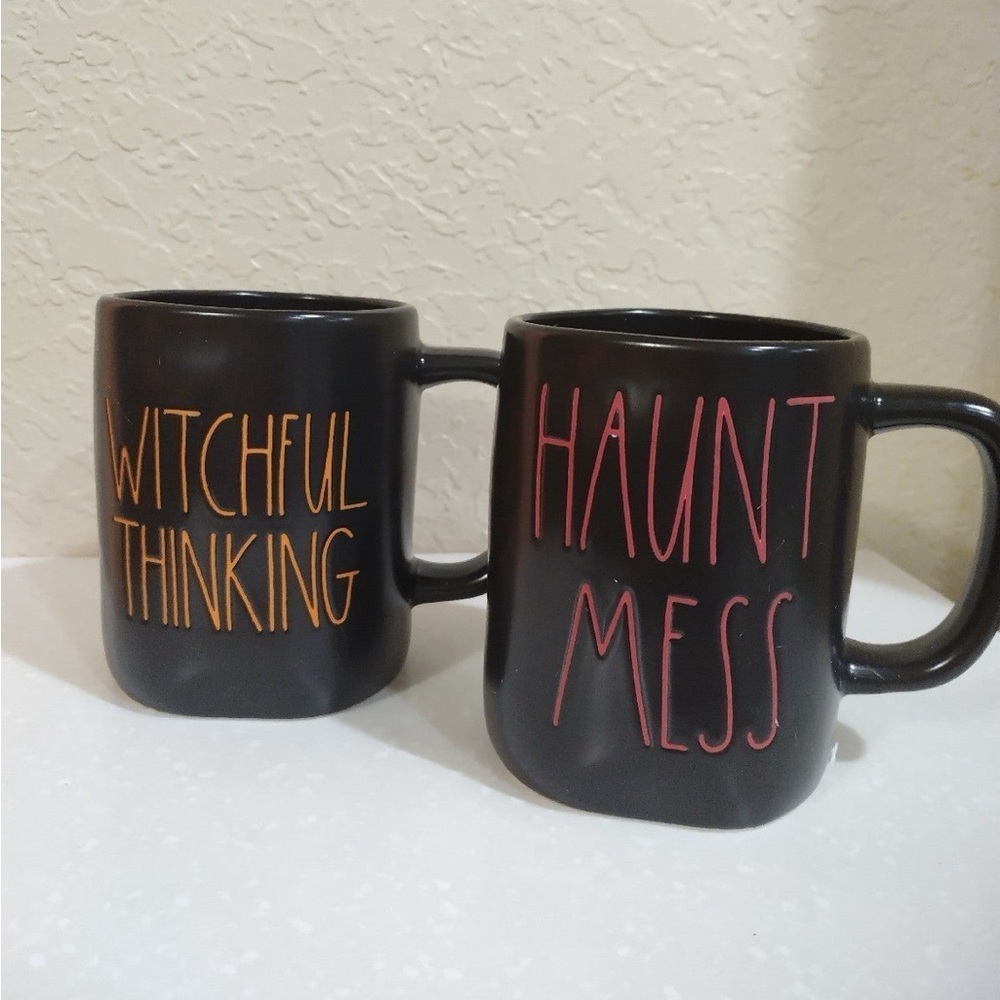 Rae Dunn Witchful Thinking Haunt Mess Mug Set Coffee Tea Halloween NEW